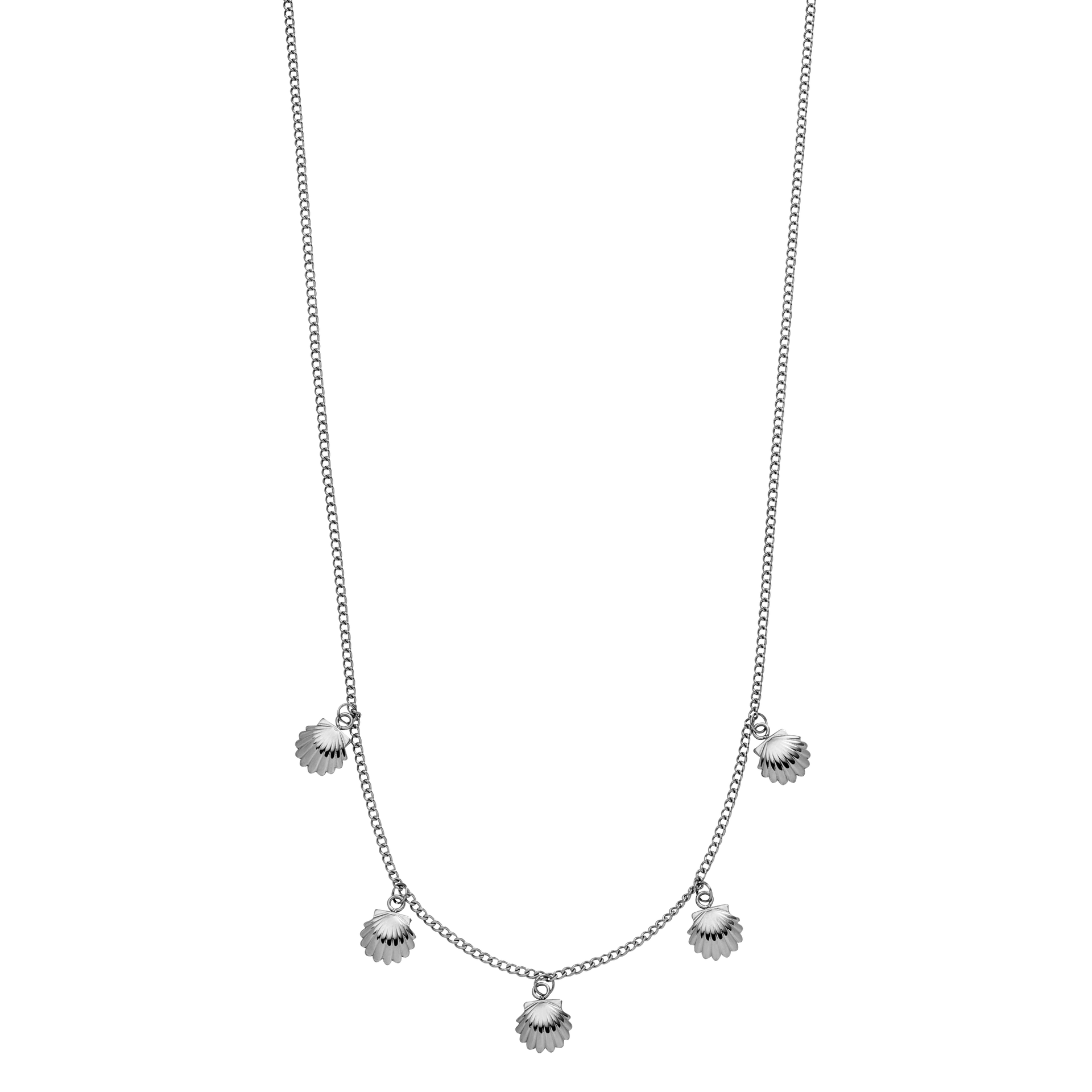 Silberne Kette mit Muschel-Anhängern, elegant und verspielt, von PURELEI.