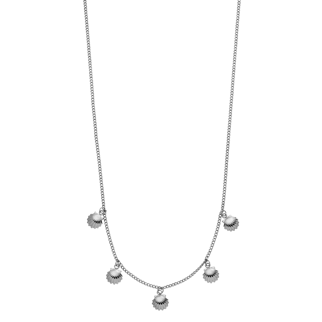 Silberne Kette mit Muschel-Anhängern, elegant und verspielt, von PURELEI.