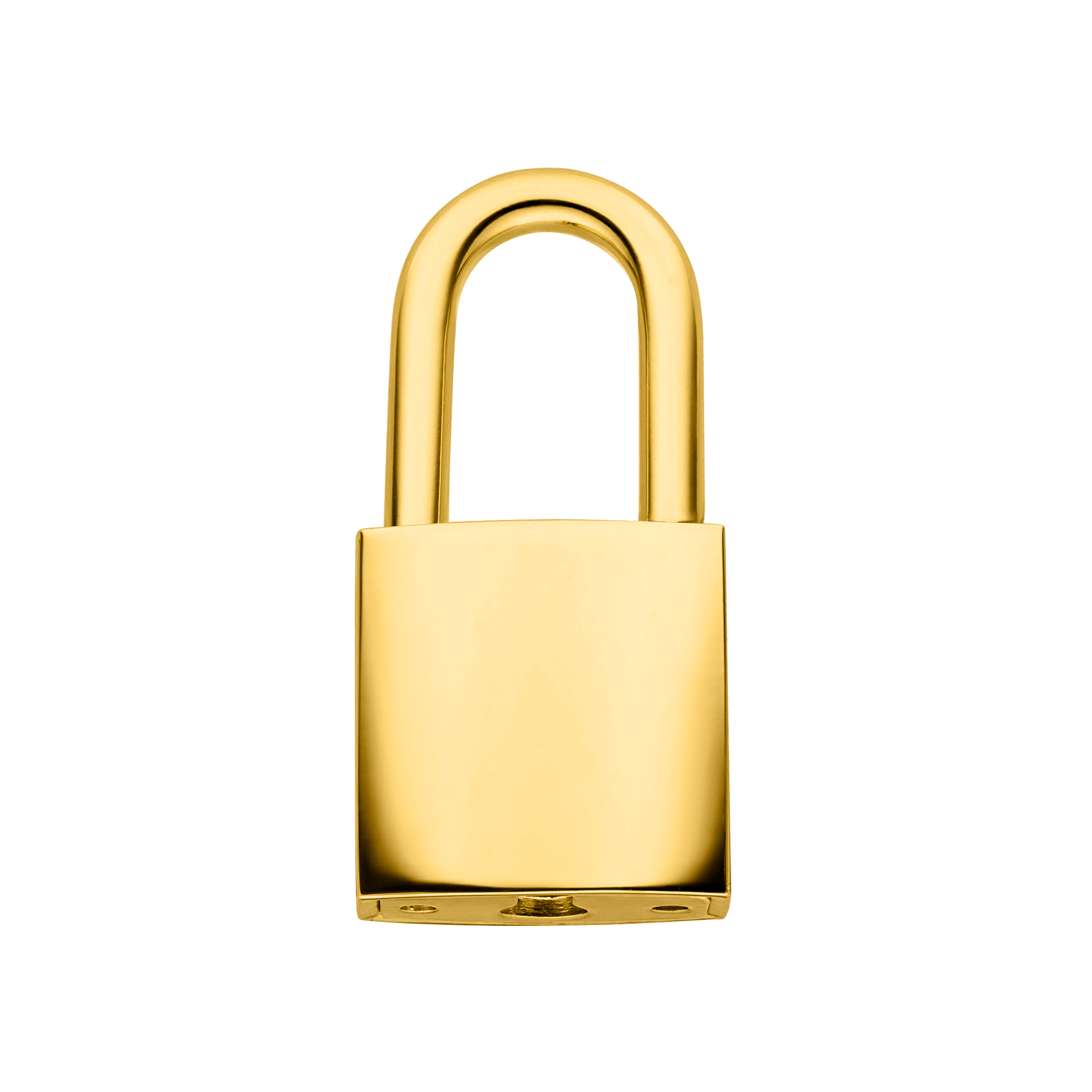 Goldener Anhänger in Form eines Schlosses von PURELEI, elegant und modern.