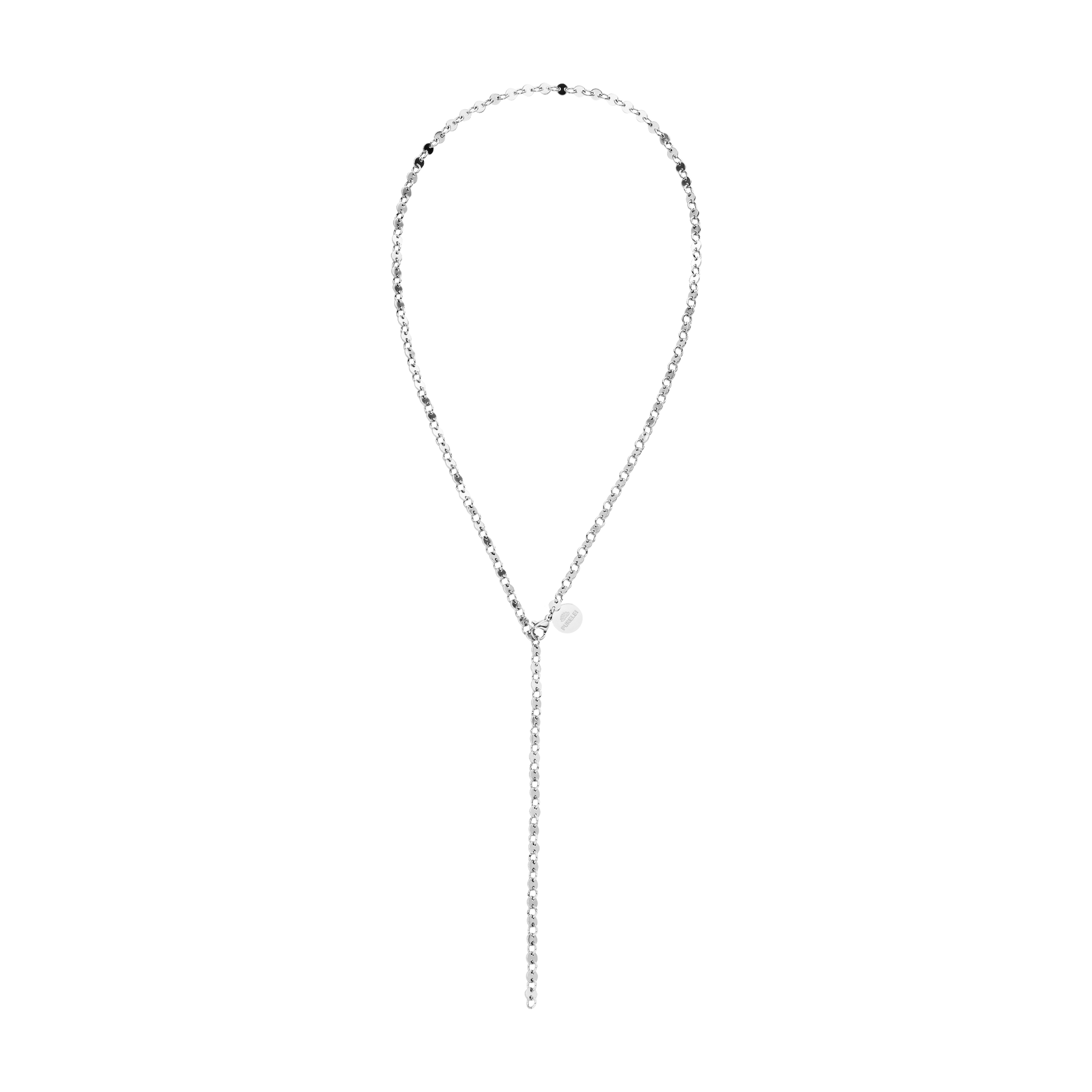 PURELEI Pure Kette in Silber mit verstellbarer Y-Form und zeitlosem, spiegeltem P-Logo, elegant und feminin.