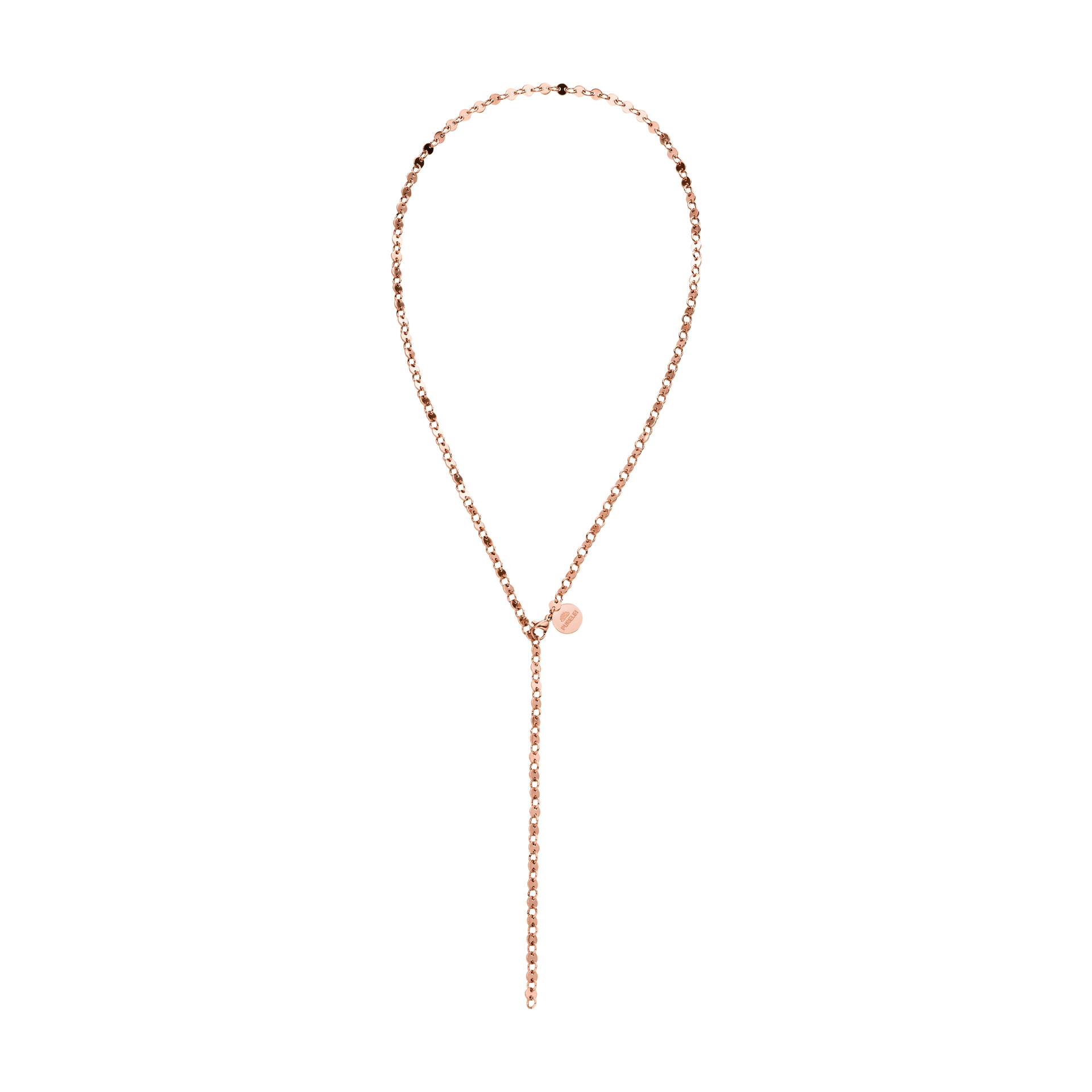 PURELEI Pure Kette in roségoldener Eleganz mit verstellbarer Y-Form und zeitlosem Signature-P-Logo.